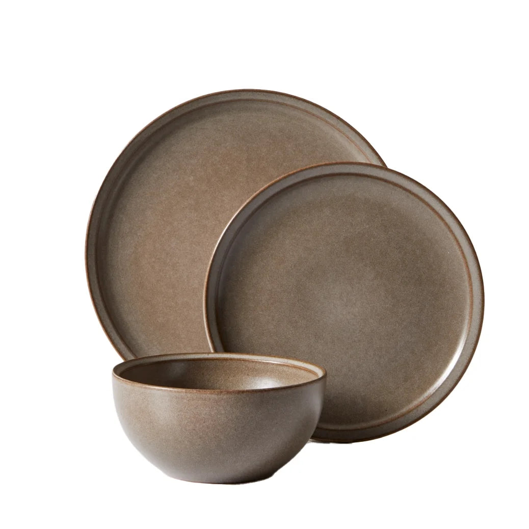 Better Homes and Gardens Banks Brown Stoneware Dinnerware Set, 12 Piece