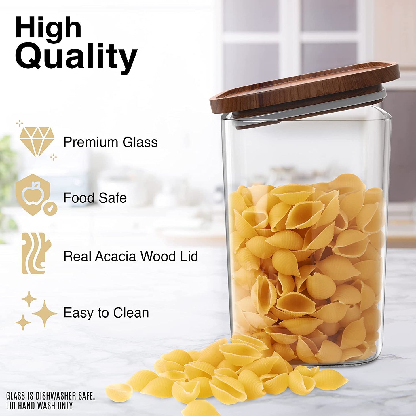 Airtight ECO Storage Containers with Wood Lids, Set of 2