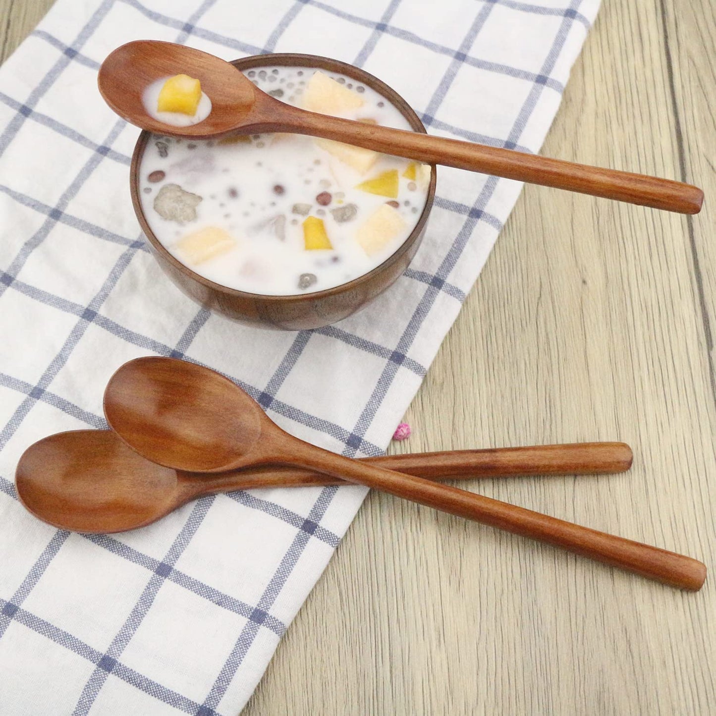 9 Inch Long Handle Wooden Spoons, 6 Pieces