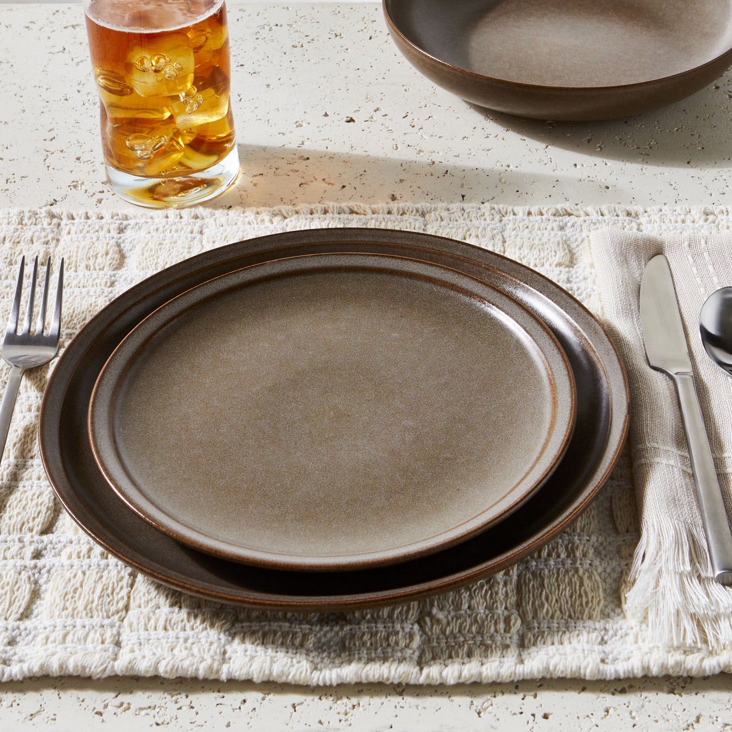 Better Homes and Gardens Banks Brown Stoneware Dinnerware Set, 12 Piece