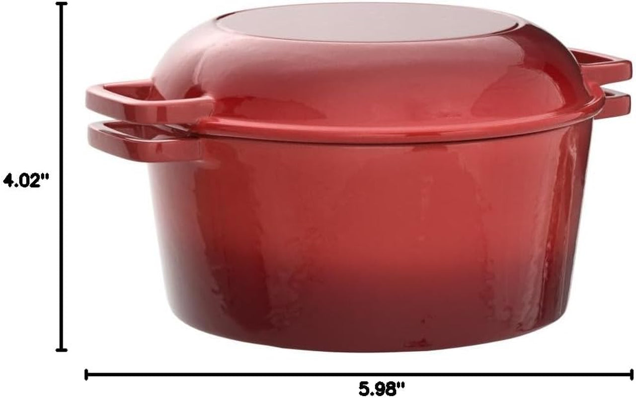 2-In-1 Pre-Seasoned Cast Iron Dutch Oven with Skillet Lid