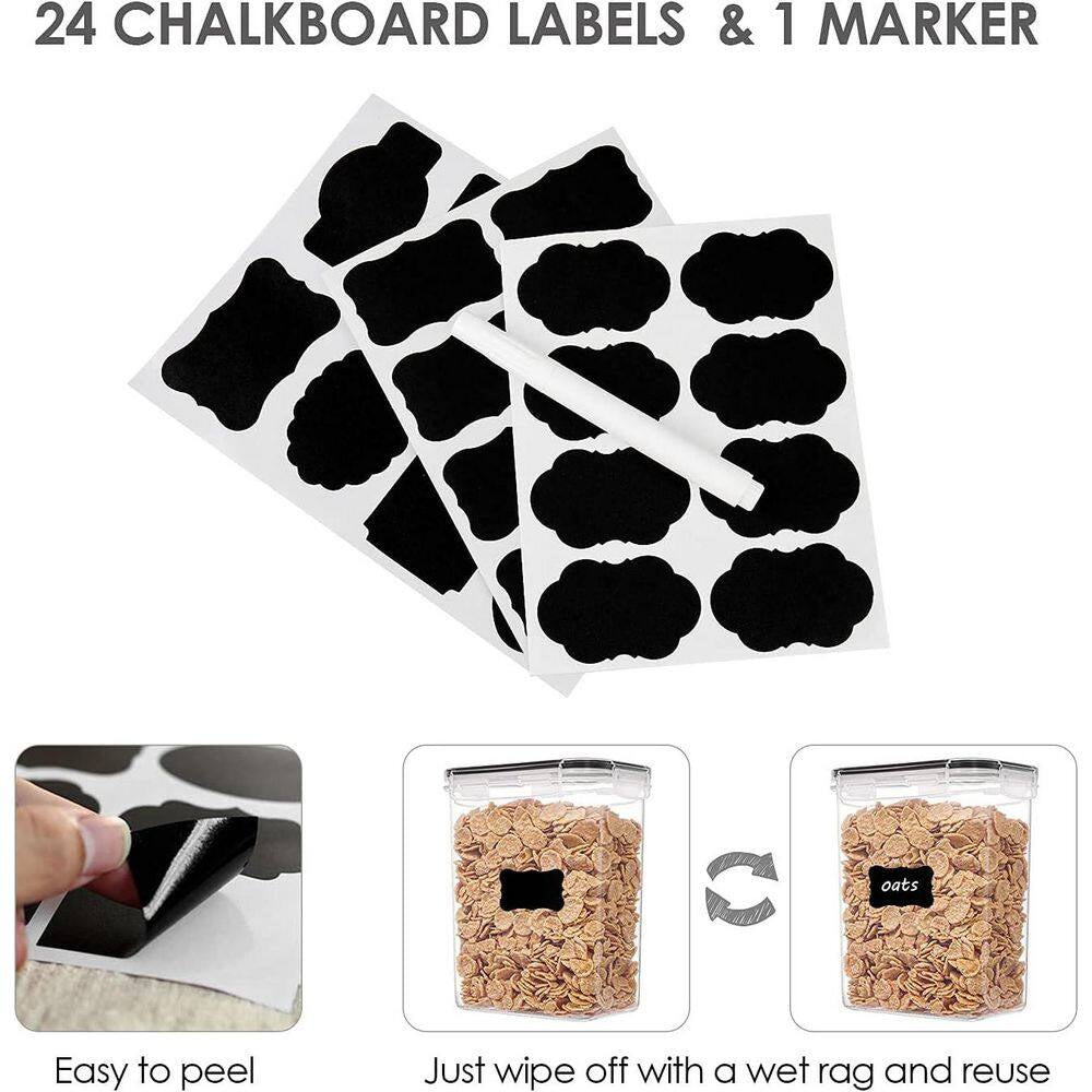 Airtight 24 Piece BPA Free Plastic Food Storage Containers with Lids and Labels for Kitchen Pantry Organization Set