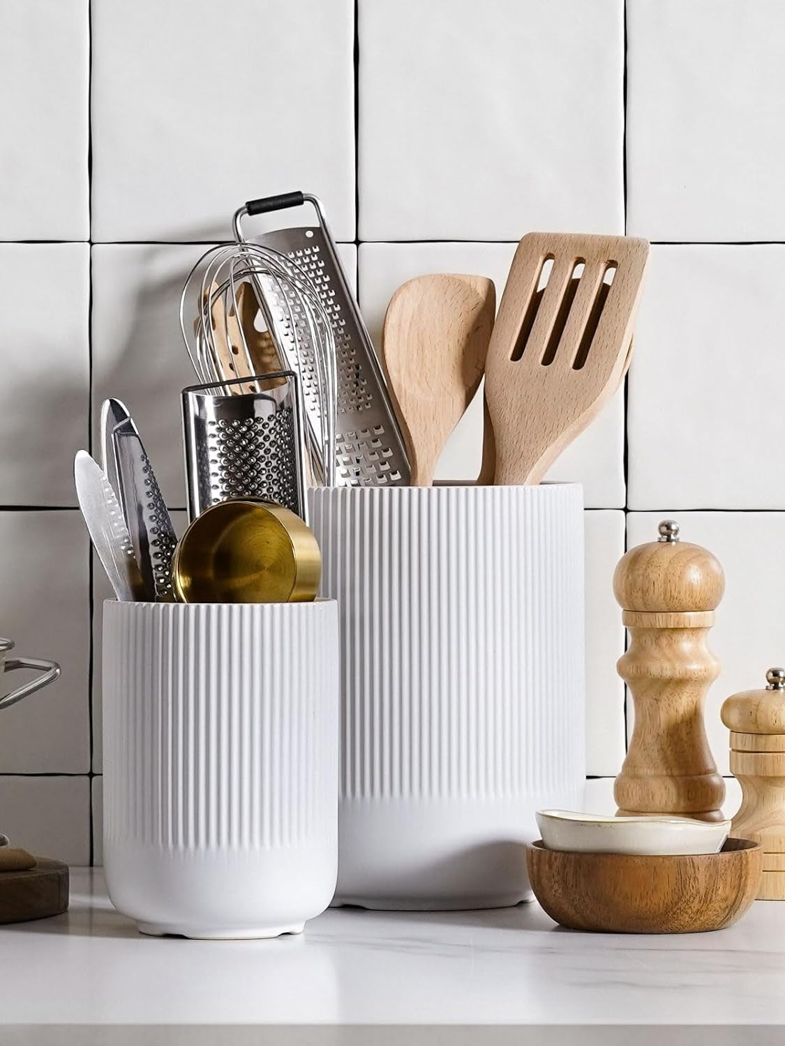 Utensil Holder, Set of 2, White