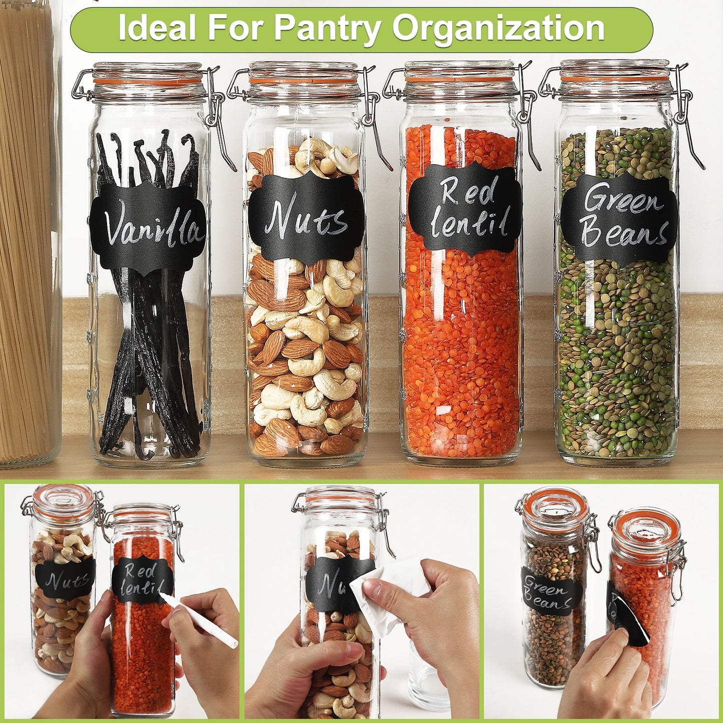 20 Oz Food Storage Clamp Glass Jars with Hinged Lids