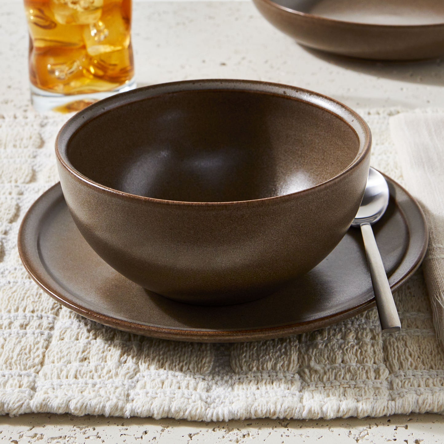 Better Homes and Gardens Banks Brown Stoneware Dinnerware Set, 12 Piece