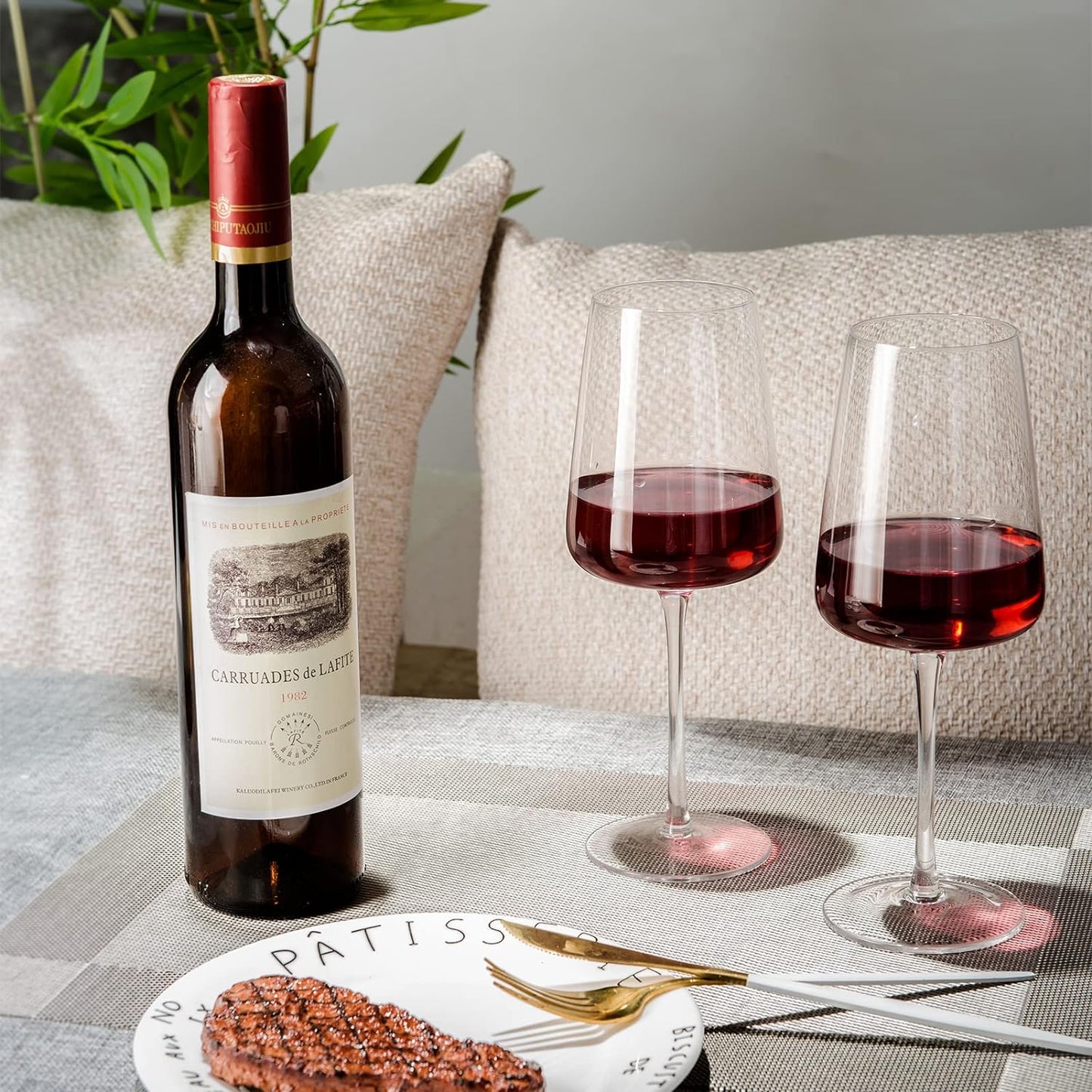 Premium Crystal Wine Glasses with Long Stem, 19 Oz, Set of 4