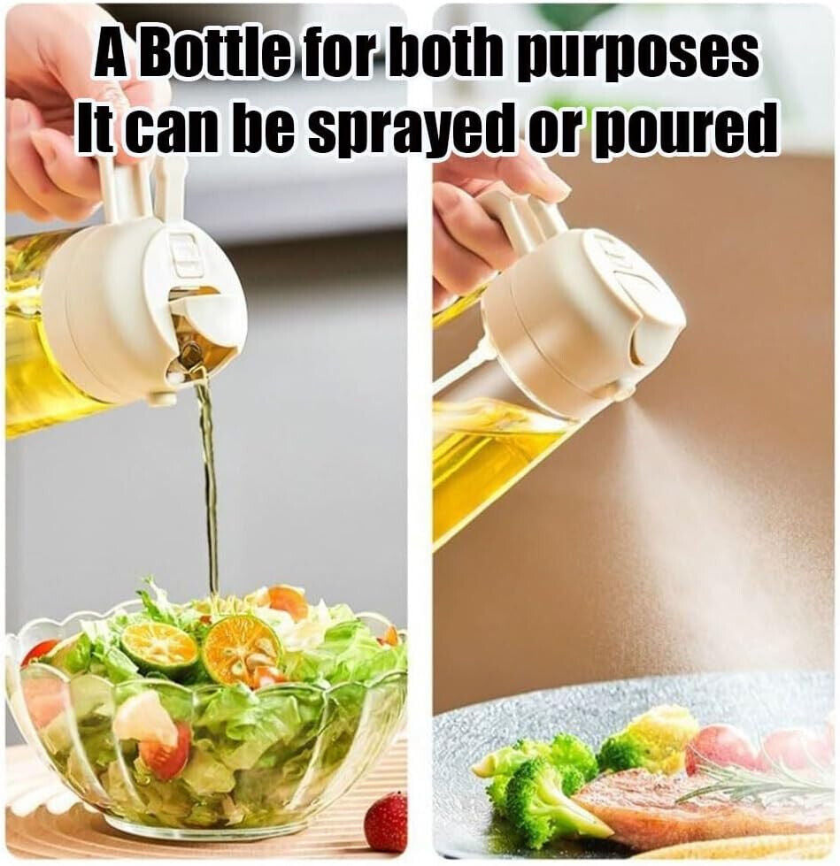 16Oz Olive Oil Glass Dispenser Bottle, Sprayer/Pourer