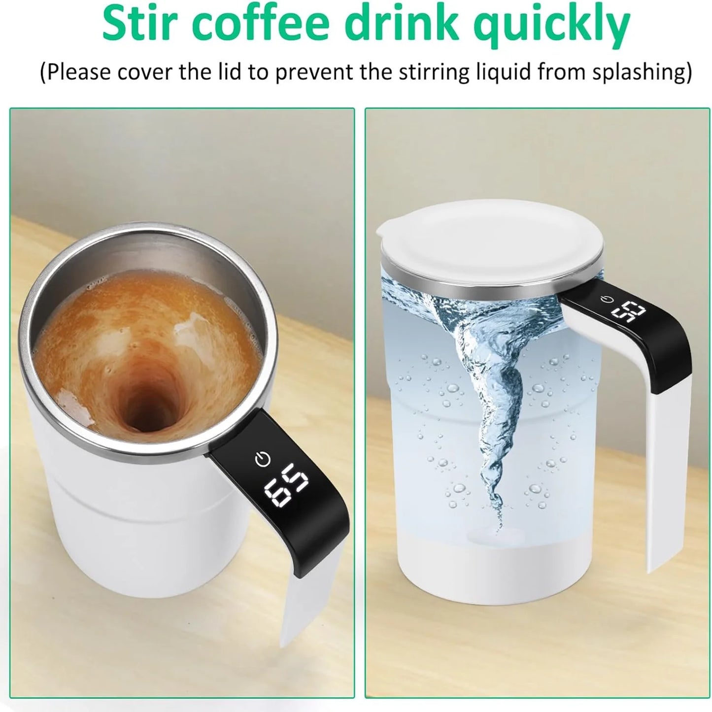 Self Stirring Mug with LED Display, 12Oz