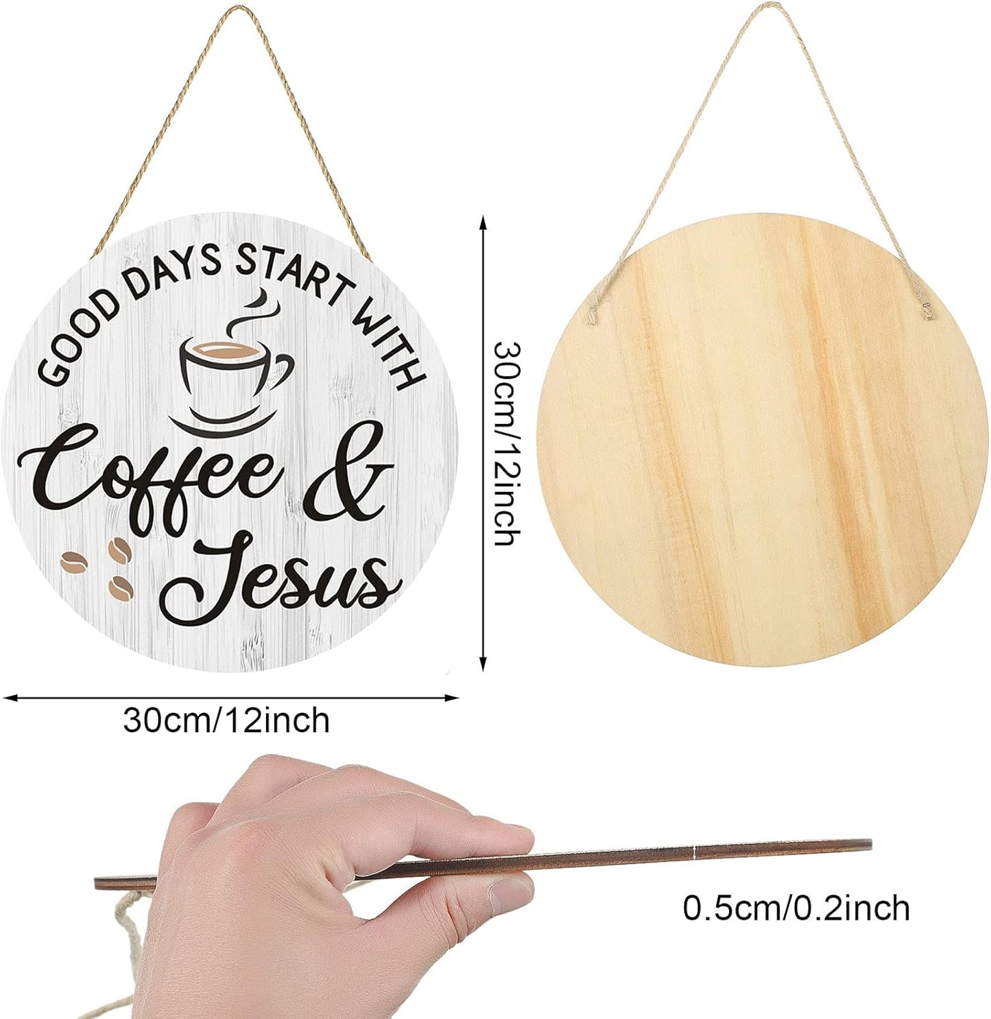 Coffee Bar Decor, 12'' X 12'' (White Good Days Start with Jesus)