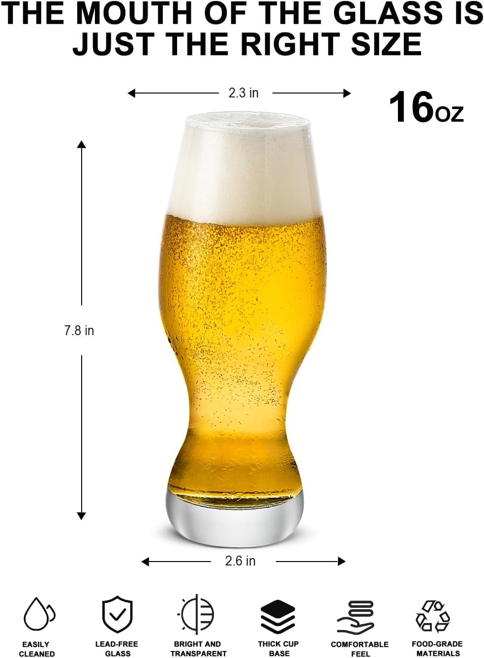 IPA Beer Glasses,16 Oz Pilsner Beer Glasses
