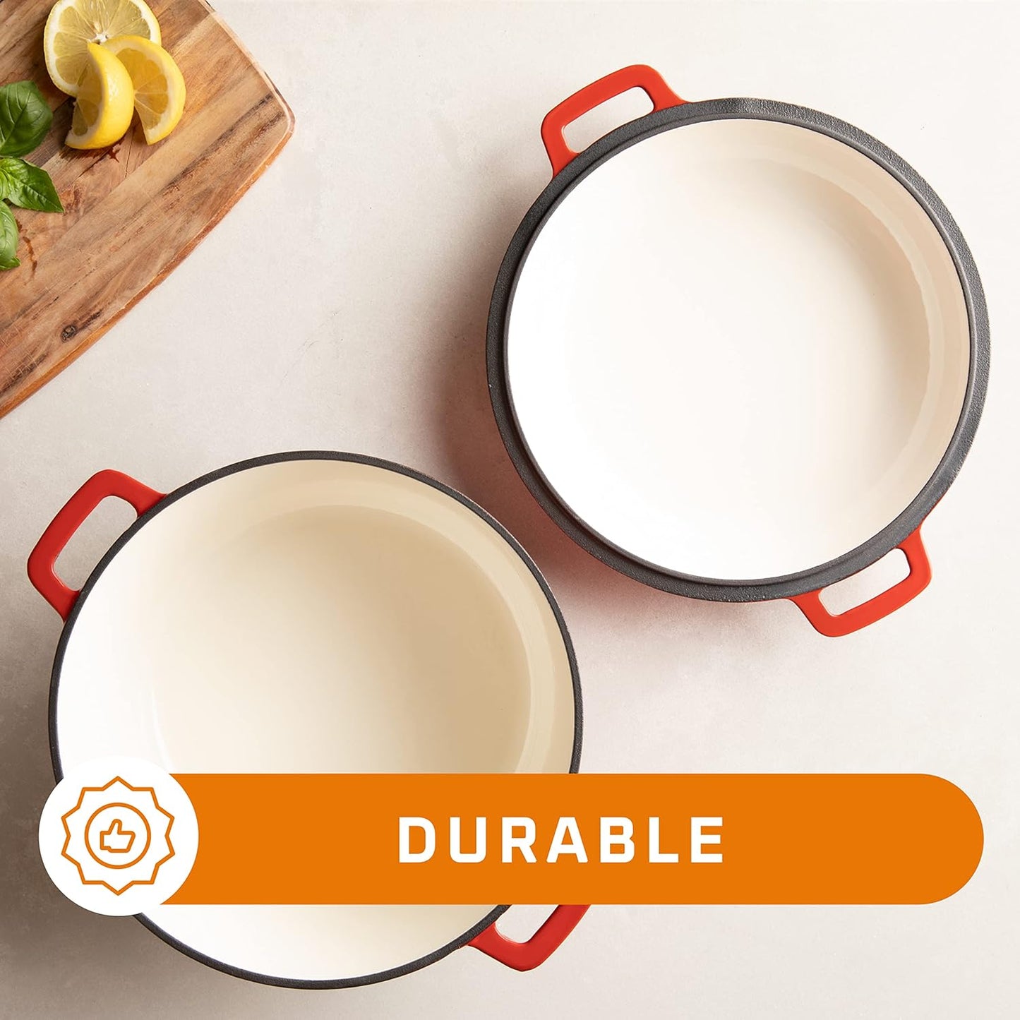 2-In-1 Pre-Seasoned Cast Iron Dutch Oven with Skillet Lid