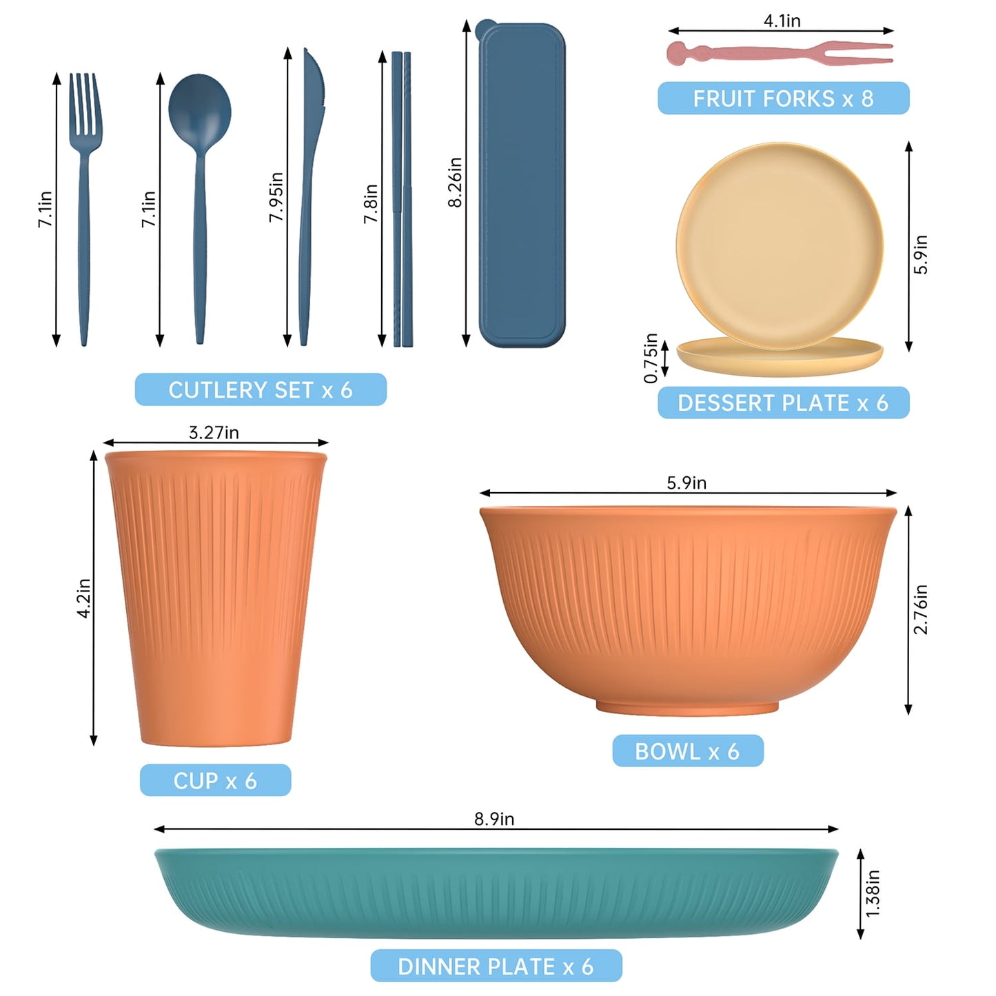 Wheat Straw Dinnerware, Set for 6