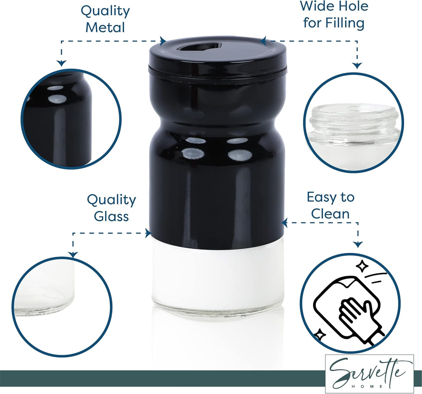 Glass & Metal Salt and Pepper Shakers