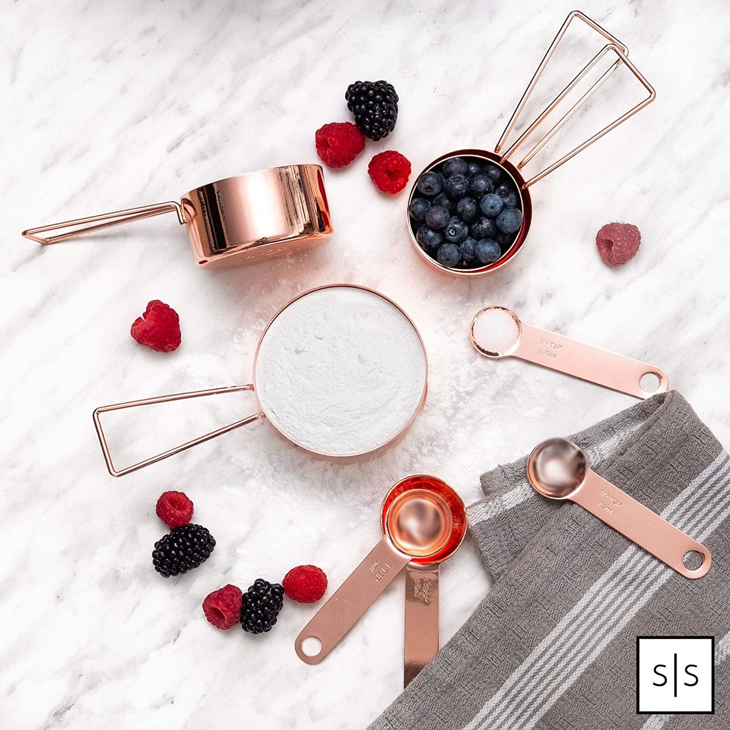 Copper Measuring Cups and Spoons Set-Stainless Steel