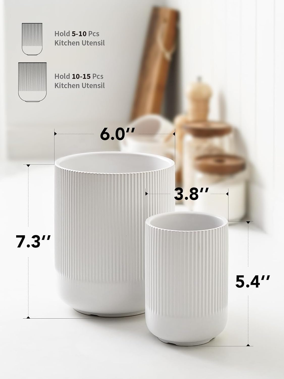 Utensil Holder, Set of 2, White