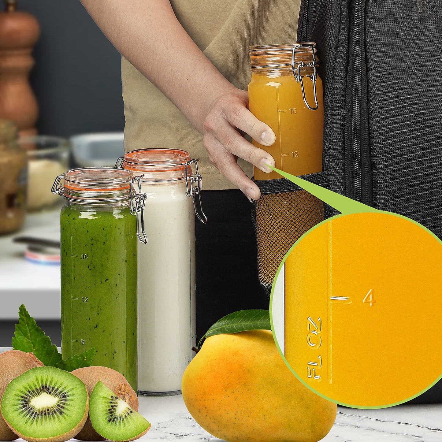 20 Oz Food Storage Clamp Glass Jars with Hinged Lids