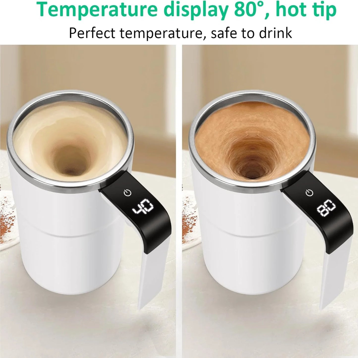 Self Stirring Mug with LED Display, 12Oz