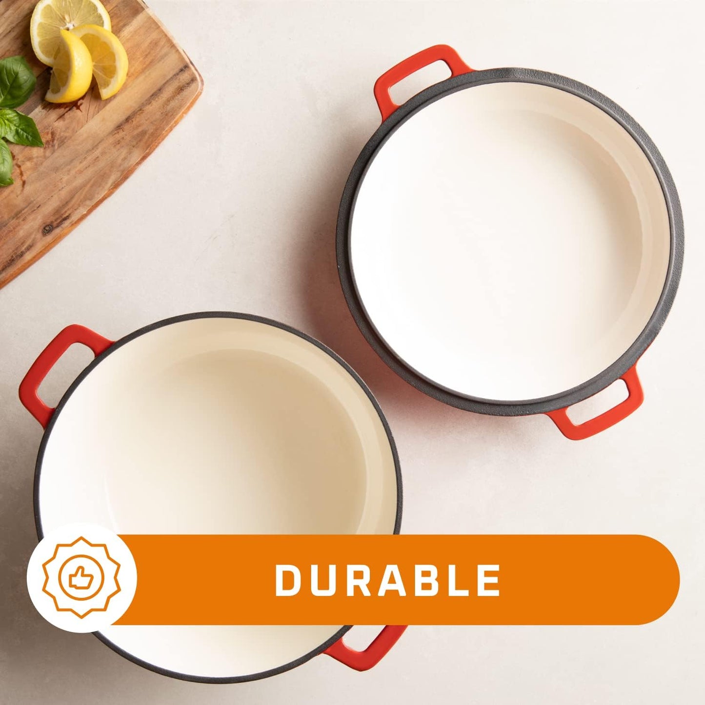 2-In-1 Pre-Seasoned Cast Iron Dutch Oven with Skillet Lid