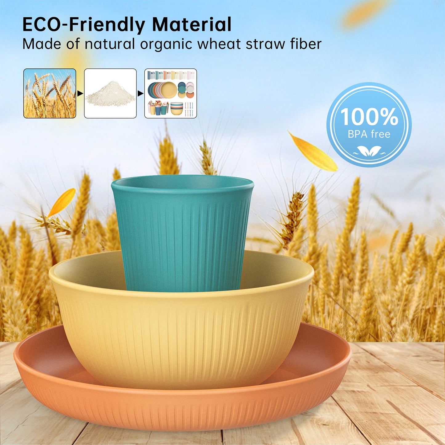 Wheat Straw Dinnerware, Set for 6