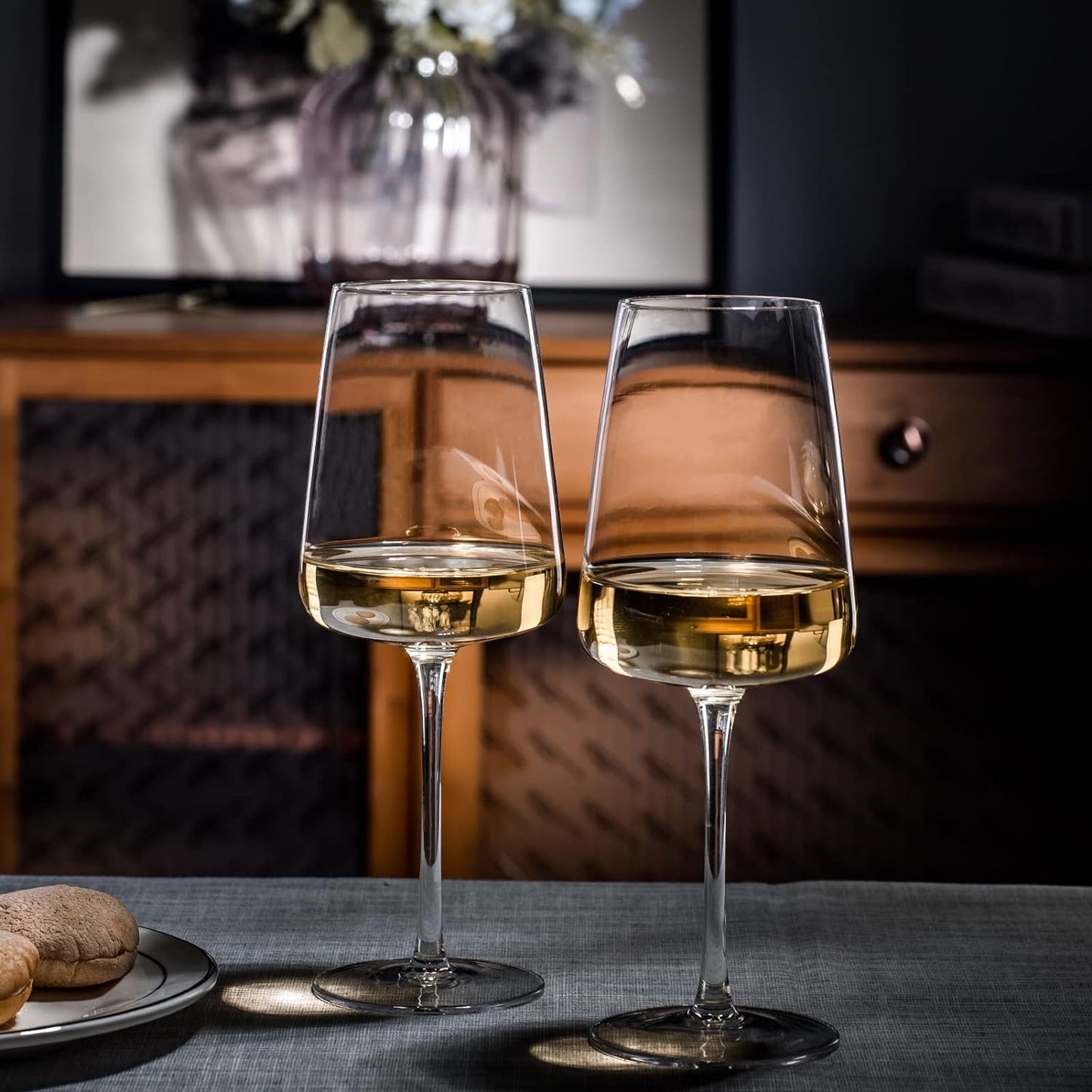 Premium Crystal Wine Glasses with Long Stem, 19 Oz, Set of 4