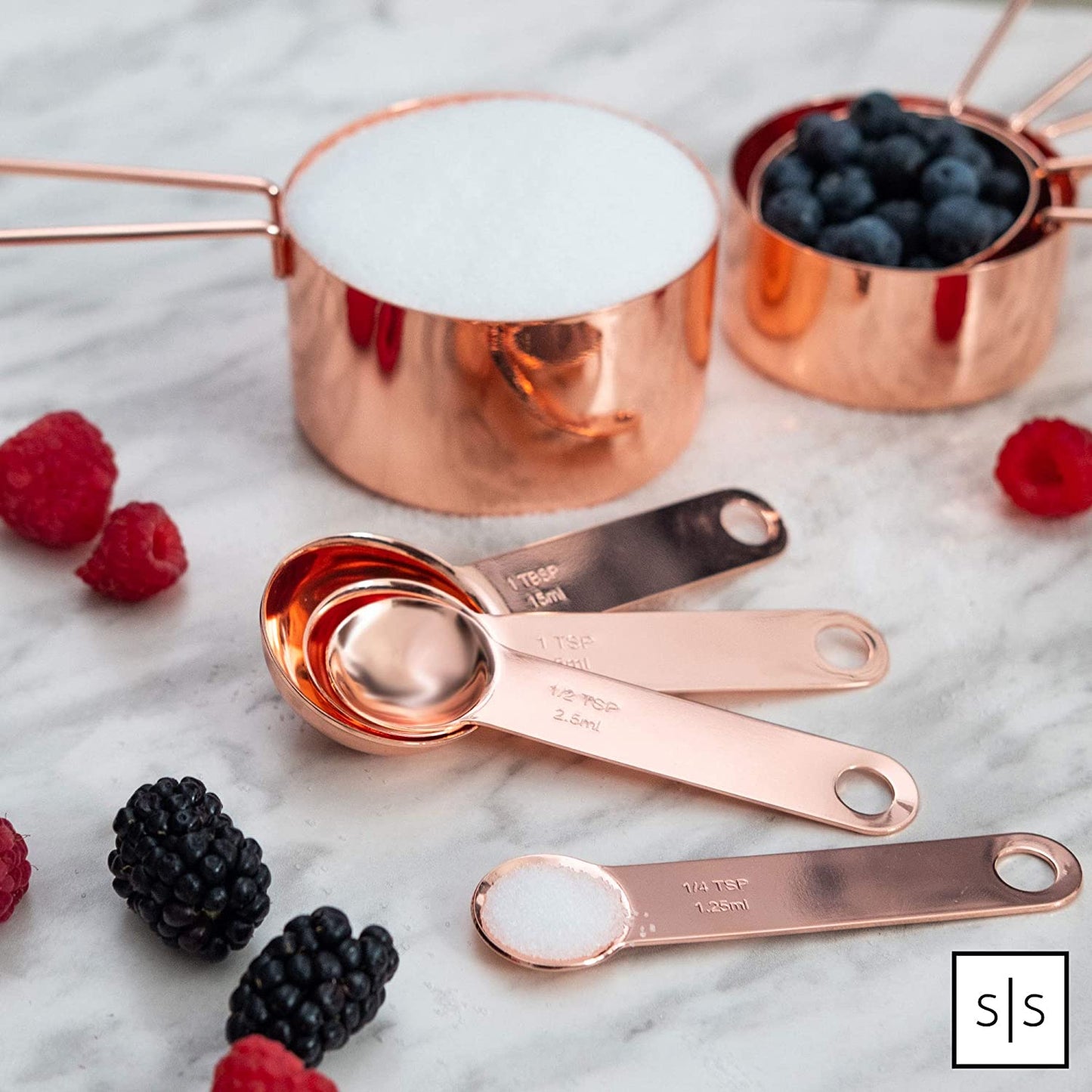 Copper Measuring Cups and Spoons Set-Stainless Steel