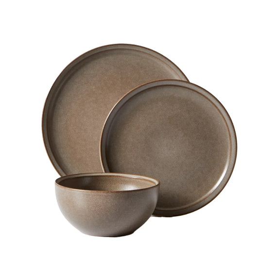 Better Homes and Gardens Banks Brown Stoneware Dinnerware Set, 12 Piece