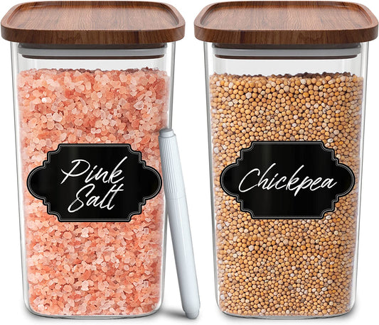Airtight ECO Storage Containers with Wood Lids, Set of 2