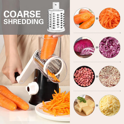 Rotary Cheese Grater,Non-Slip Suction Base, Black