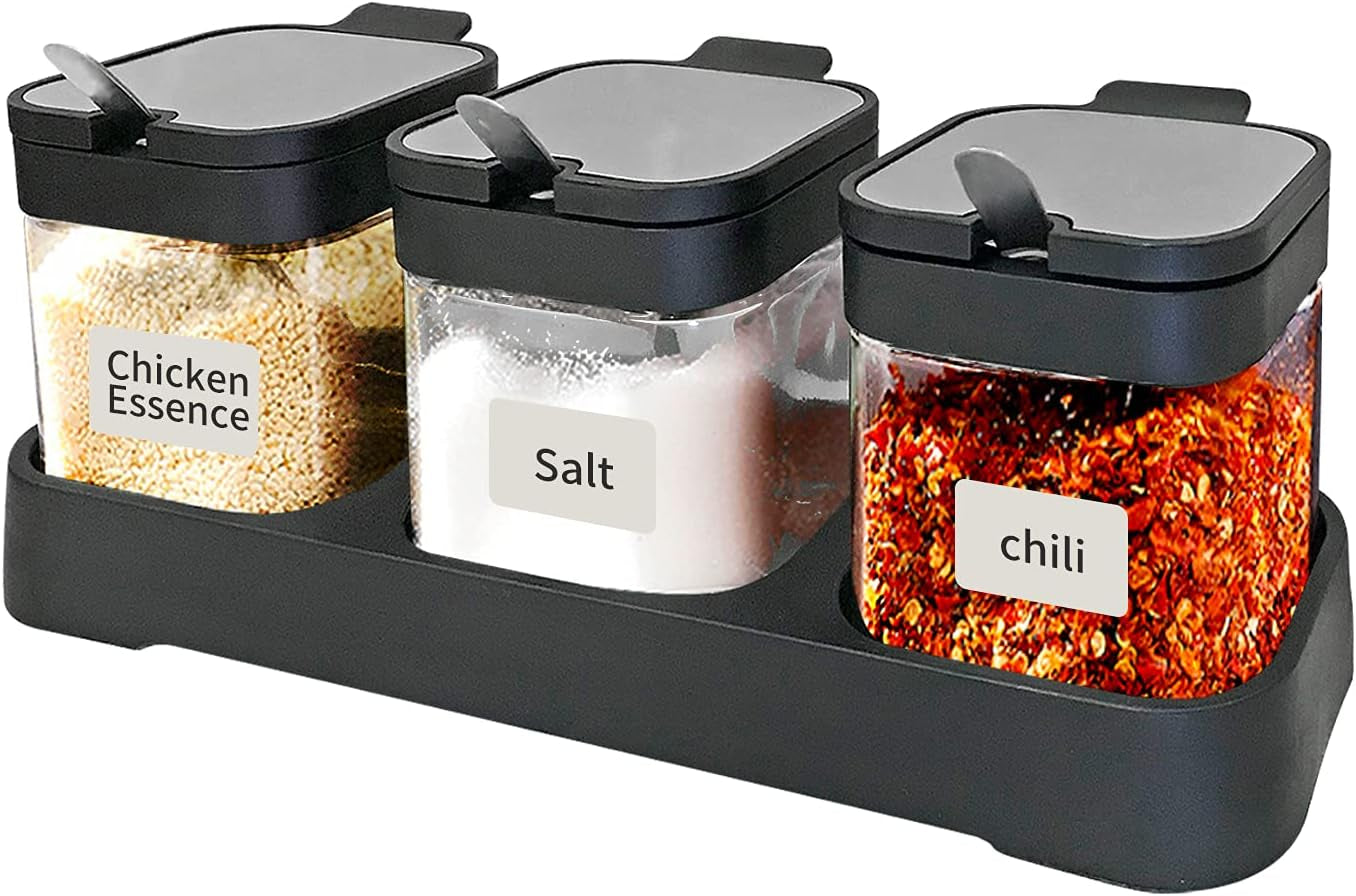 Glass Spice Jars, 3 Piece set
