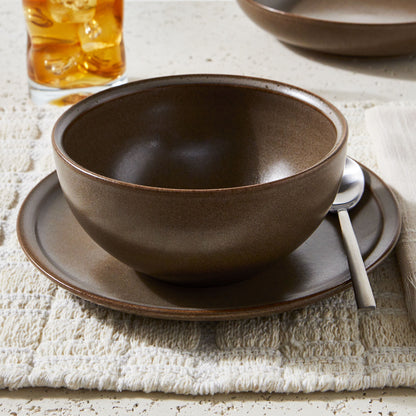 Better Homes and Gardens Banks Brown Stoneware Dinnerware Set, 12 Piece