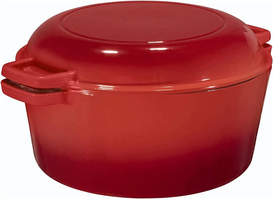 2-In-1 Pre-Seasoned Cast Iron Dutch Oven with Skillet Lid