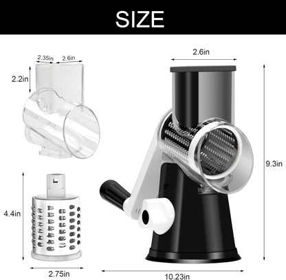 Rotary Cheese Grater,Non-Slip Suction Base, Black