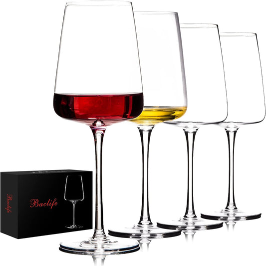 Premium Crystal Wine Glasses with Long Stem, 19 Oz, Set of 4