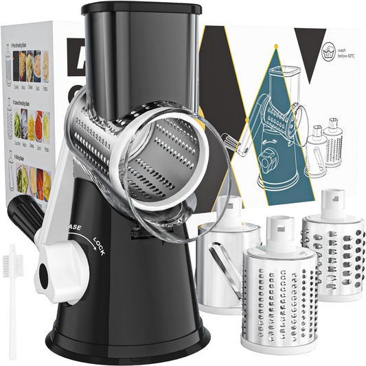 Rotary Cheese Grater,Non-Slip Suction Base, Black