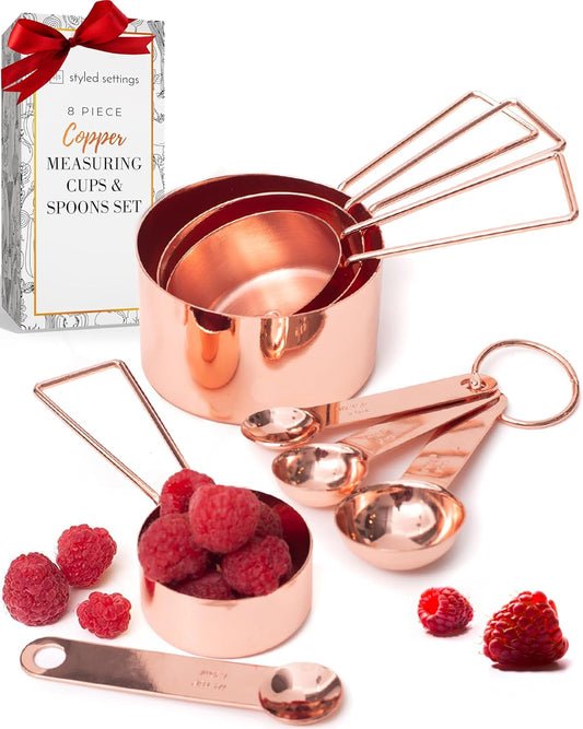 Copper Measuring Cups and Spoons Set-Stainless Steel